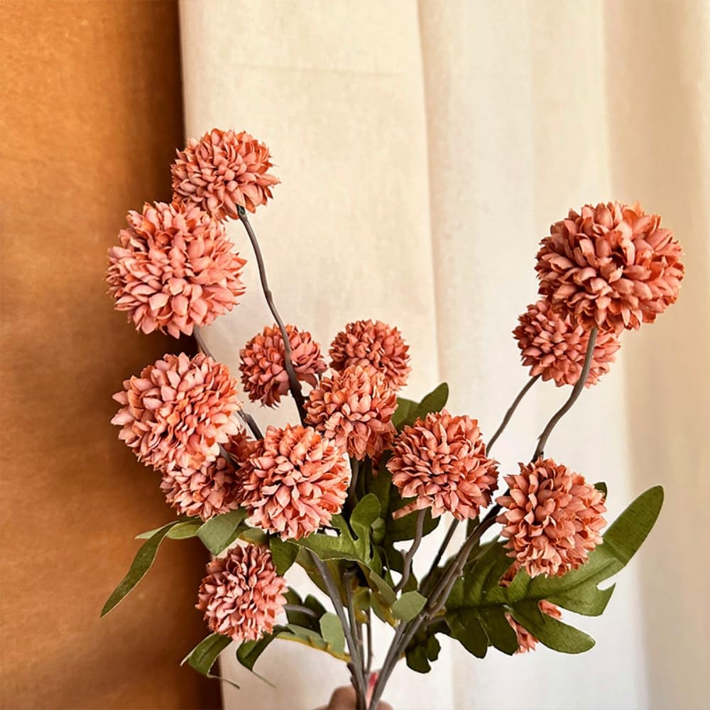 Amazon｜Xshelley ポンポンマム造花6点、フェイクシルクミニクリサンス